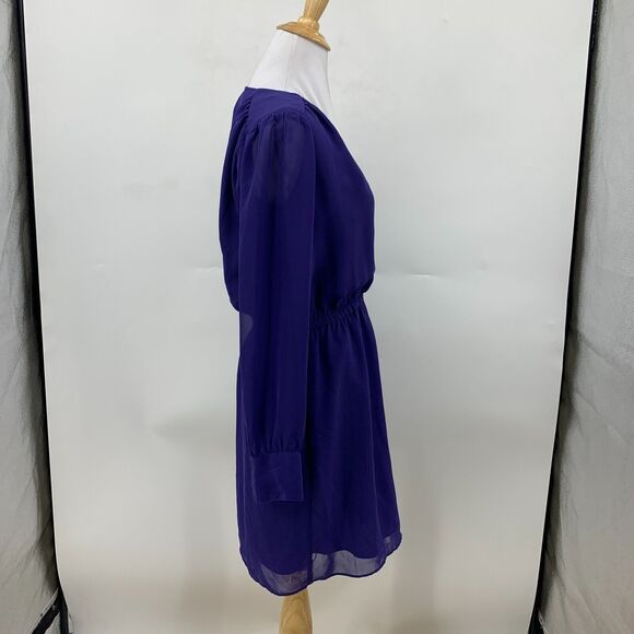BCBGeneration Surplice Dress Womens XXS Royal Blue Cinch Waist Chiffon Sleeves - Picture 5 of 16